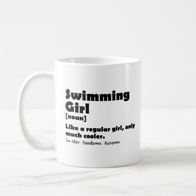 Swimming Girl Funny Definition Swimmer Girls Kaffemugg (Vänster)