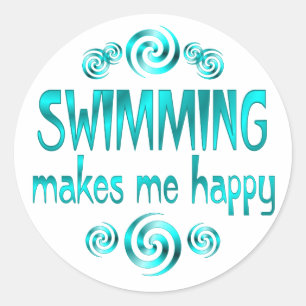 Swimming gör mig Lycklig Runt Klistermärke
