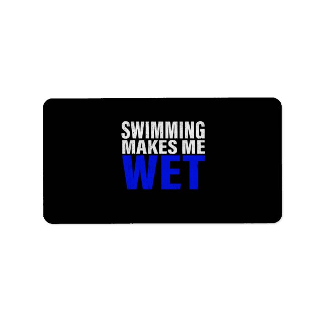 Swimming gör mig till Blötens Långärmad T-Shirt Adressetikett (Framsidan)