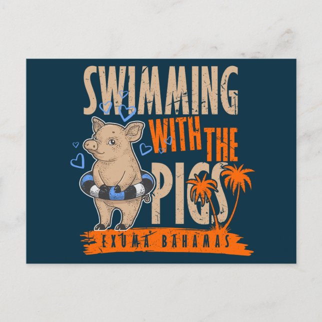 Swimming Grisar Bahamas Postcard Vacation Cruise Vykort (Framsida)