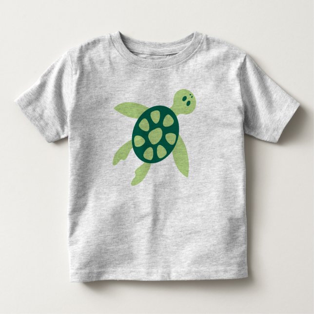 Swimming Grönt Turtle Art T Shirt (Framsida)