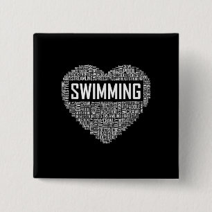 Swimming Heart Coach Swimmer Gift Simma Älskare G Knapp
