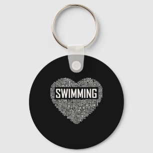 Swimming Heart Coach Swimmer Gift Simma Älskare G Nyckelring
