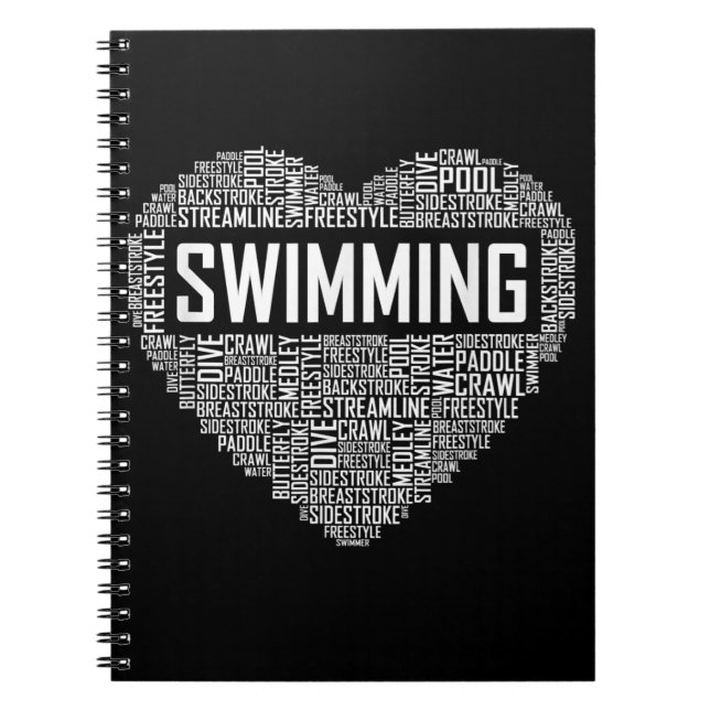 Swimming Heart Coach Swimmer Gift Simma Älskare Gi Anteckningsbok (Framsidan)