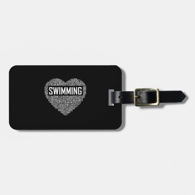Swimming Heart Coach Swimmer Gift Simma Älskare Gi Bagagebricka (Horisontell Framsida)