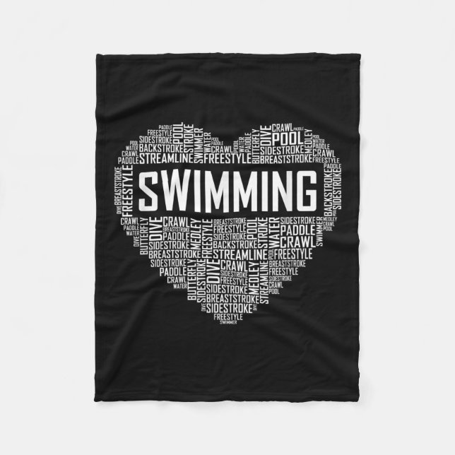 Swimming Heart Coach Swimmer Gift Simma Älskare Gi Fleecefilt (Framsidan)