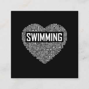 Swimming Heart Coach Swimmer Gift Simma Älskare Gi Fyrkantigt Visitkort