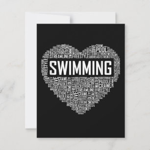 Swimming Heart Coach Swimmer Gift Simma Älskare Gi Inbjudningar