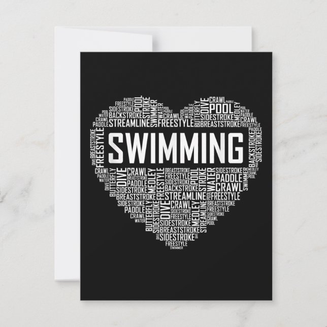 Swimming Heart Coach Swimmer Gift Simma Älskare Gi Inbjudningar (Framsida)