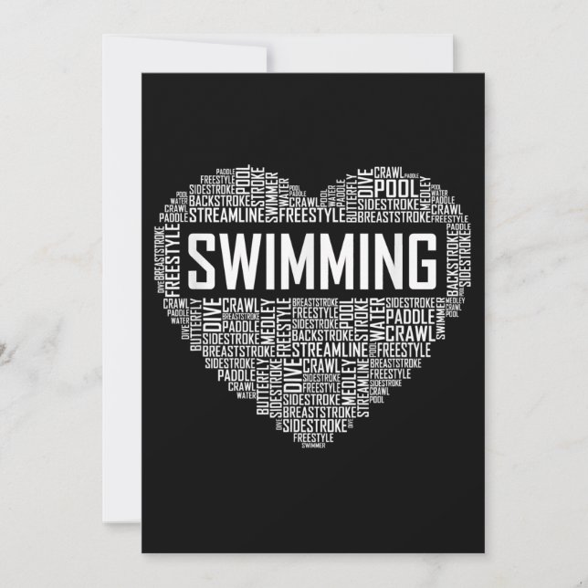 Swimming Heart Coach Swimmer Gift Simma Älskare Gi Julkort (Framsida)