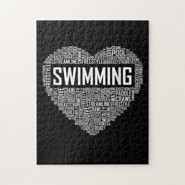Swimming Heart Coach Swimmer Gift Simma Älskare Gi Pussel (Vertikal)