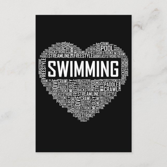 Swimming Heart Coach Swimmer Gift Simma Älskare Gi Tilläggskort (Framsida)