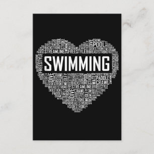 Swimming Heart Coach Swimmer Gift Simma Älskare Gi Tilläggskort