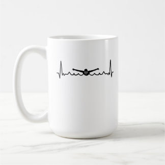 Swimming Heartslag Gift for Swimming Kaffemugg