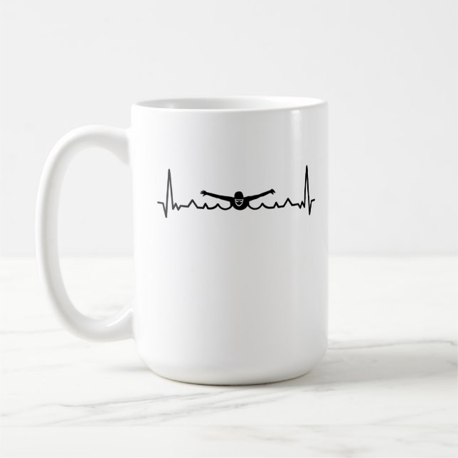 Swimming Heartslag Gift for Swimming Kaffemugg (Vänster)