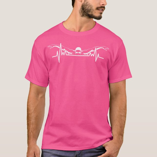 Swimming Heartslag Simma Team Swimmer T Shirt (Framsida)