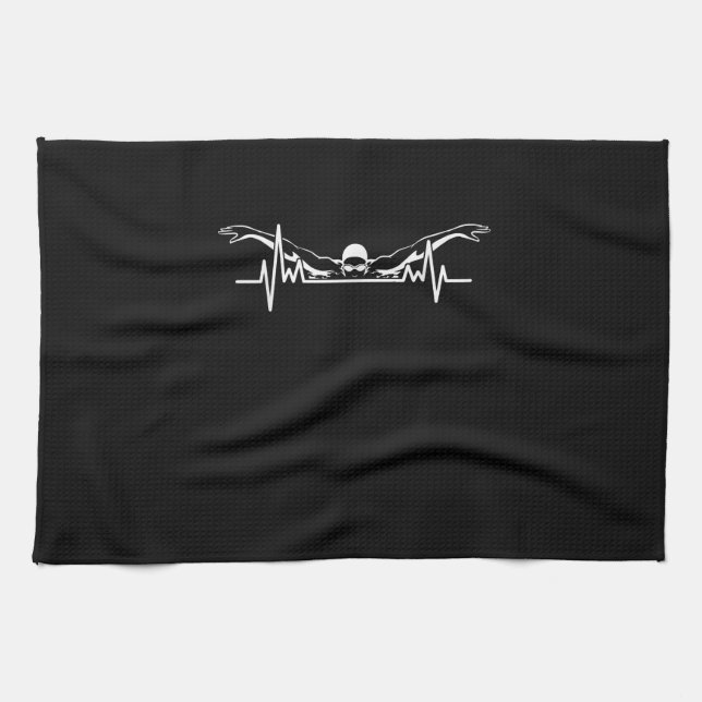 Swimming Heartslag Simma Team Swimmer Women Girls Kökshandduk (Horisontell)