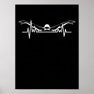 Swimming Heartslag Simma Team Swimmer Women Girls Poster