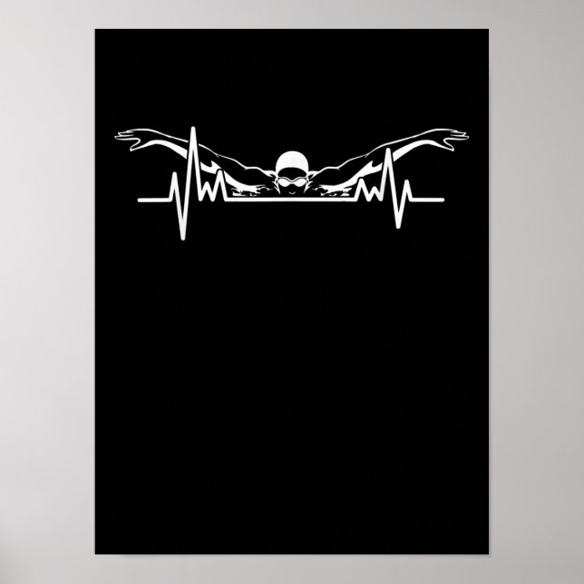 Swimming Heartslag Simma Team Swimmer Women Girls Poster (Framsidan)