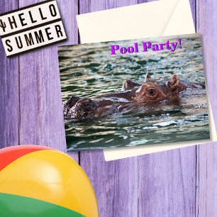 Swimming Hippo ・ Bassäng Party ・ Anpassningsbar Vykort