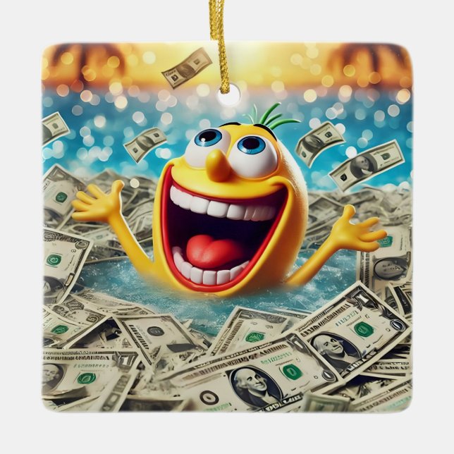 swimming in money julgransprydnad keramik (Framsida)