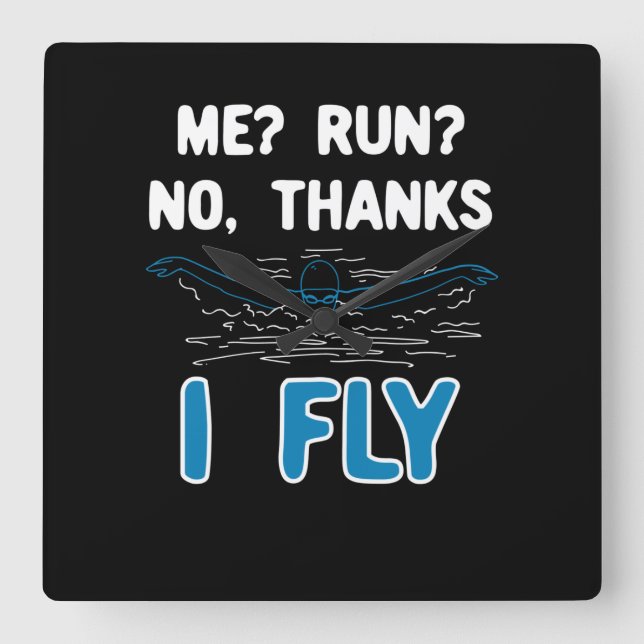 Swimming - jag Fly Fyrkantig Klocka (Framsida)