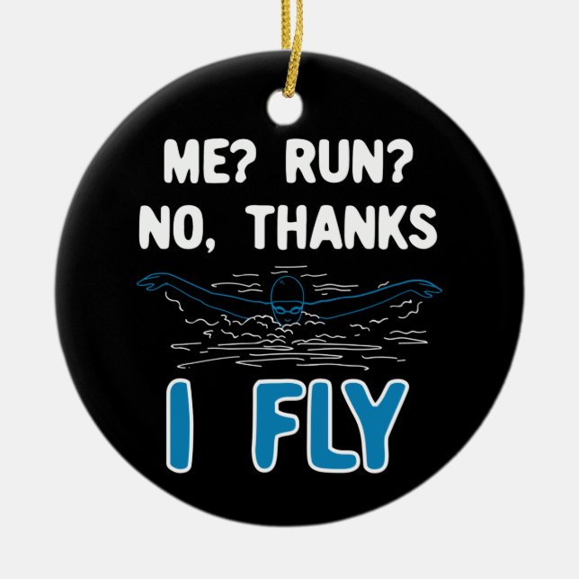 Swimming - jag Fly Julgransprydnad Keramik (Framsidan)