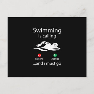 Swimming kallar nekad acceptans och jag måste gå inbjudan vykort