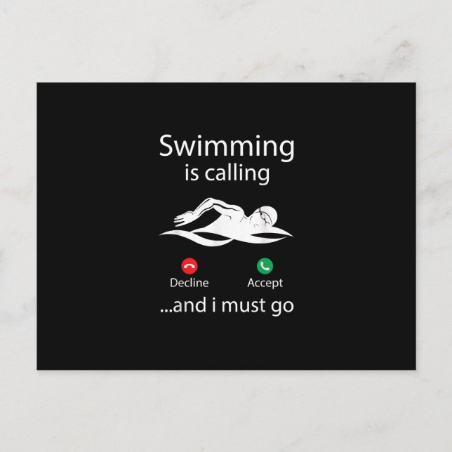 Swimming kallar nekad acceptans och jag måste gå inbjudan vykort (Framsida)