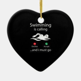 Swimming kallar nekad acceptans och jag måste gå julgransprydnad keramik