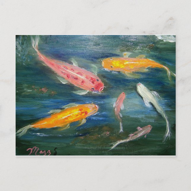 Swimming Koi Fish Art Vykort (Framsida)