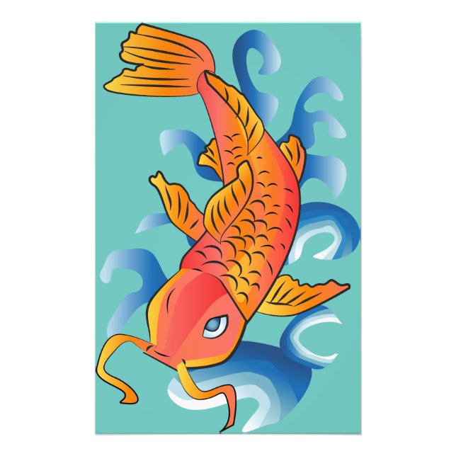 Swimming Koi Fish Illustration Fototryck (Framsidan)