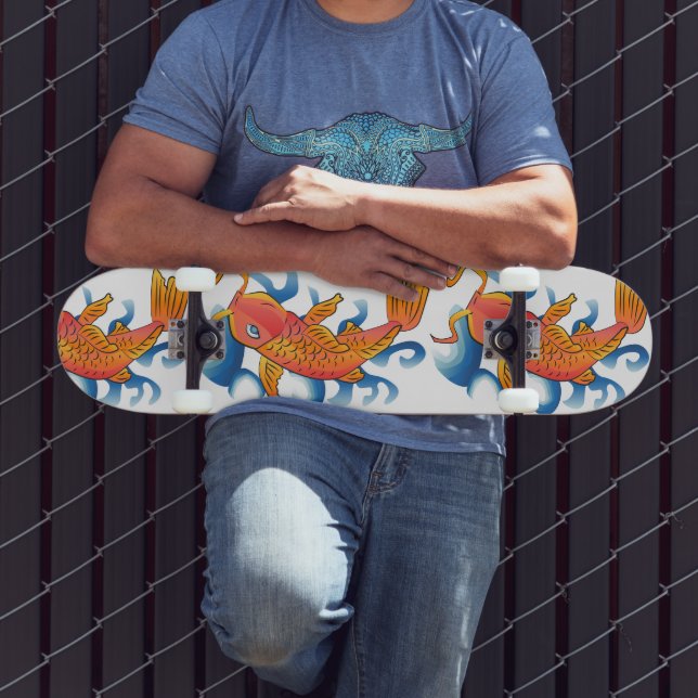 Swimming Koi Fish Illustration Mini Skateboard Bräda 18,5 Cm (Utomhus 3)
