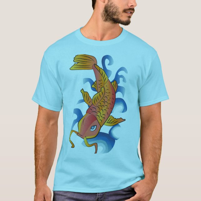Swimming Koi Fish Illustration T Shirt (Framsida)