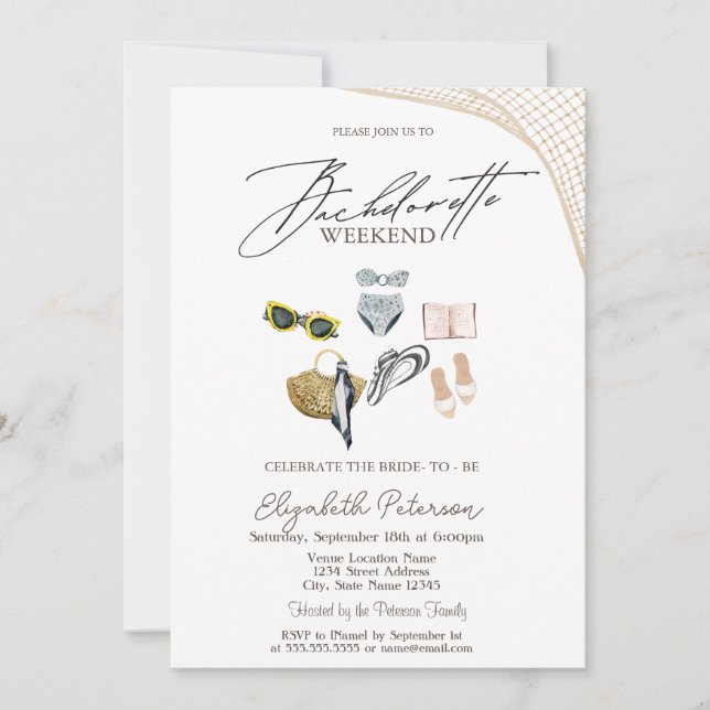 Swimming Kostym Tropical Beach Bachelorette Party Inbjudningar (Framsida)