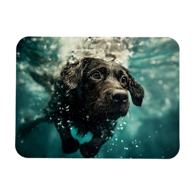 Swimming Labrador Puppy Underwater Design Magnet (Horisontell)