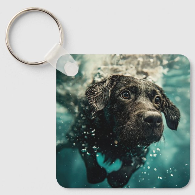Swimming Labrador Puppy Underwater Design Nyckelring (Framsida)