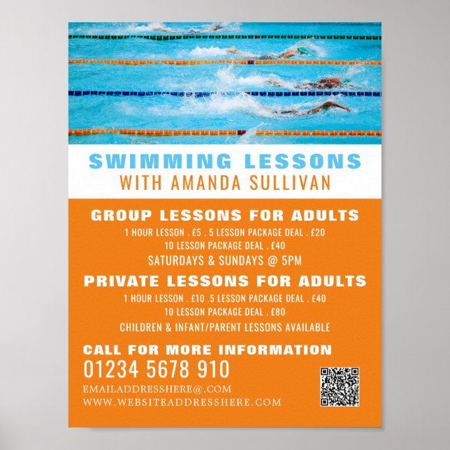 Swimming Lanes, Swimming Lesson Advertising Poster (Framsidan)