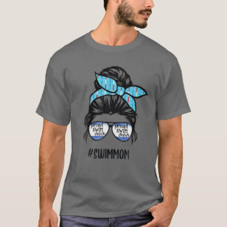 Swimming Life Simma Mamma Messy Bun Hair Swimming  T Shirt