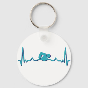 Swimming Lifeline och Heartslag Funny Swimmer Nyckelring