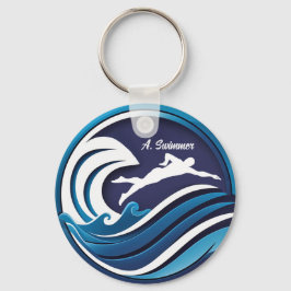 Swimming logo #2 Personalize with name Nyckelring