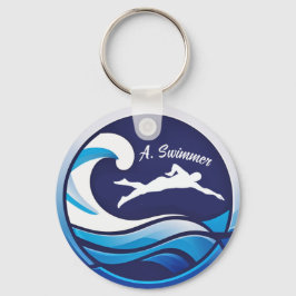 Swimming logo Personalize with name Nyckelring