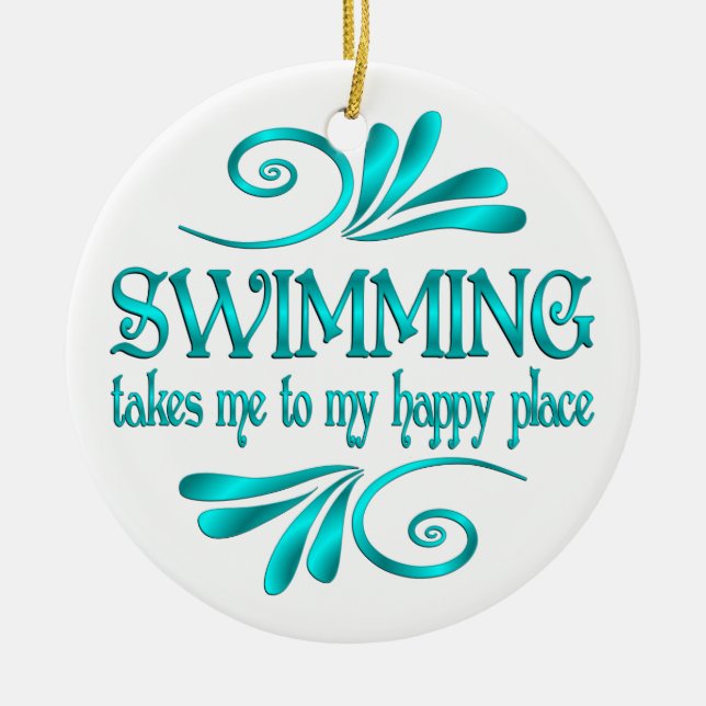 Swimming Lycklig Ställe Julgransprydnad Keramik (Framsidan)
