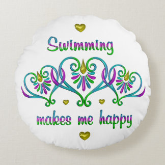 Swimming Makes Me Happy Rund Kudde