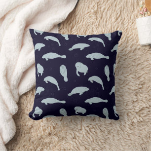 Swimming Manatees Cute Tecknad Kudde