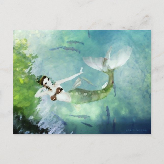 Swimming med laxvykort vykort (Framsida)