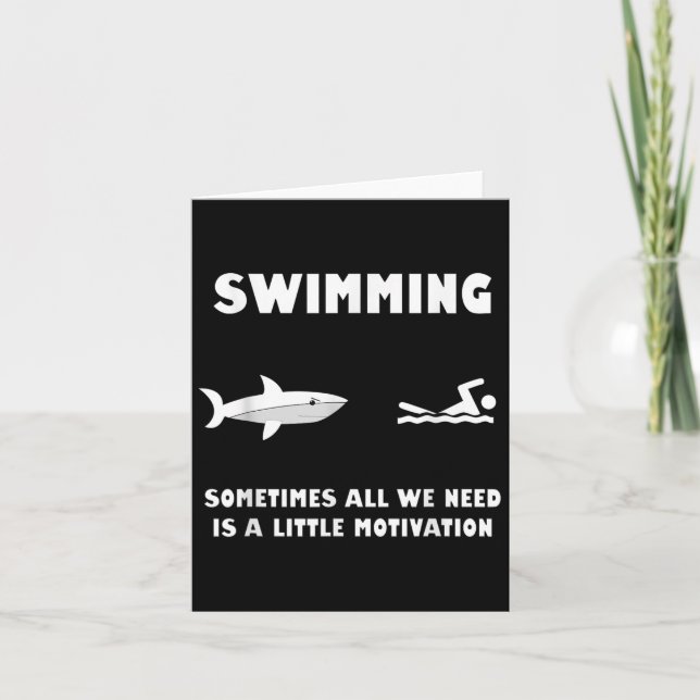 Swimming Motivation Shark Chase Funny Shark  Kort (Framsida)