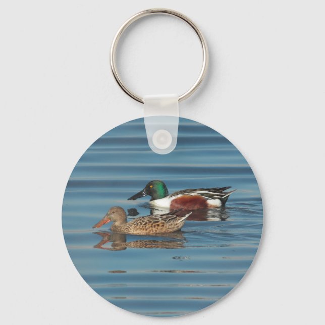 Swimming Northern Shovelers Keychain Nyckelring (Framsida)
