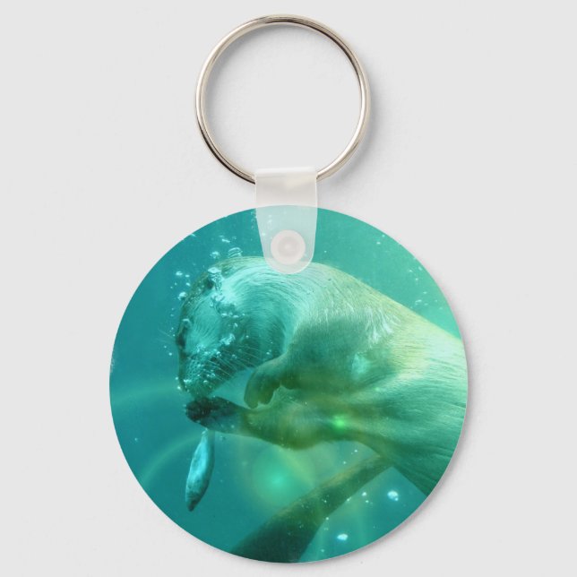 Swimming Otter Keychain Nyckelring (Framsida)