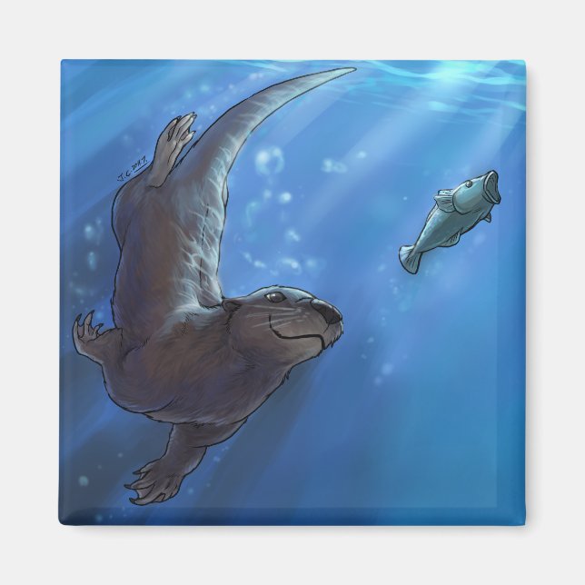 Swimming Otter Magnet (Framsidan)